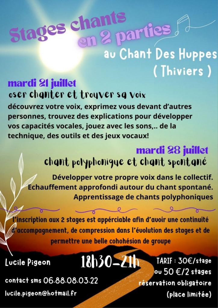 Stage de Chant avec Lucile Pigeon Au chant des Huppes Thiviers
