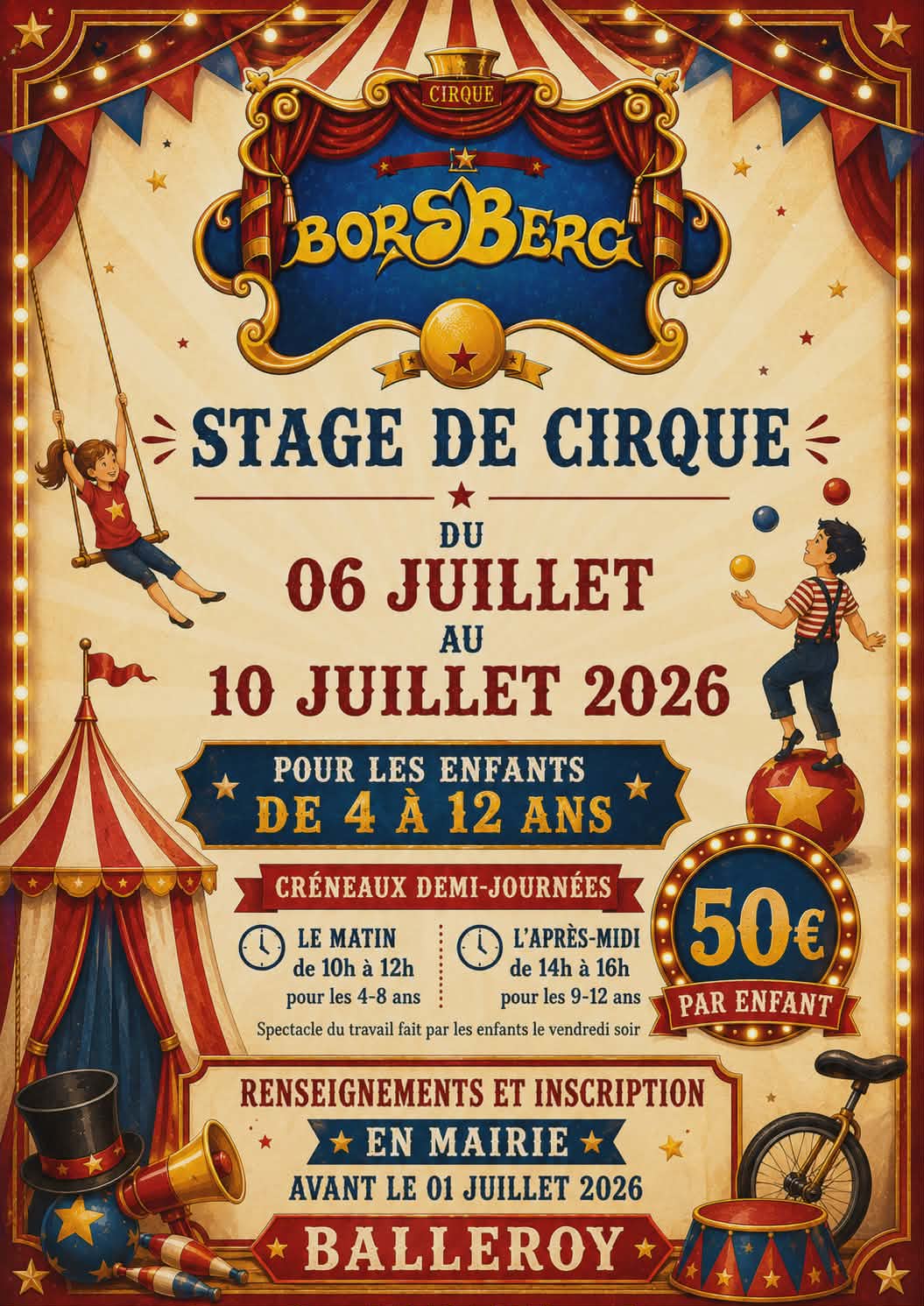 Stage de cirque Stade municipal Balleroy-sur-Drôme 2026-07-06