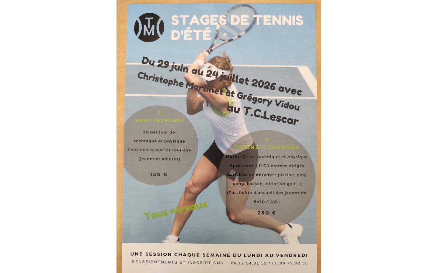 Stage de tennis d’été Tennis CLub de Lescar Lescar