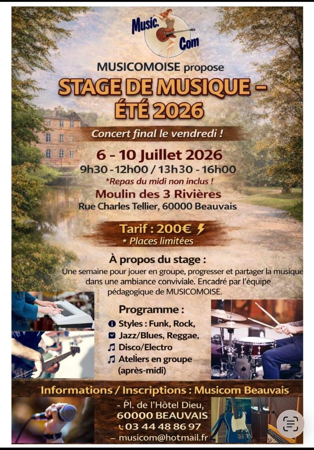 Stage d’été de musiques actuelles Musicomoise du 6 au 10 juillet Beauvais