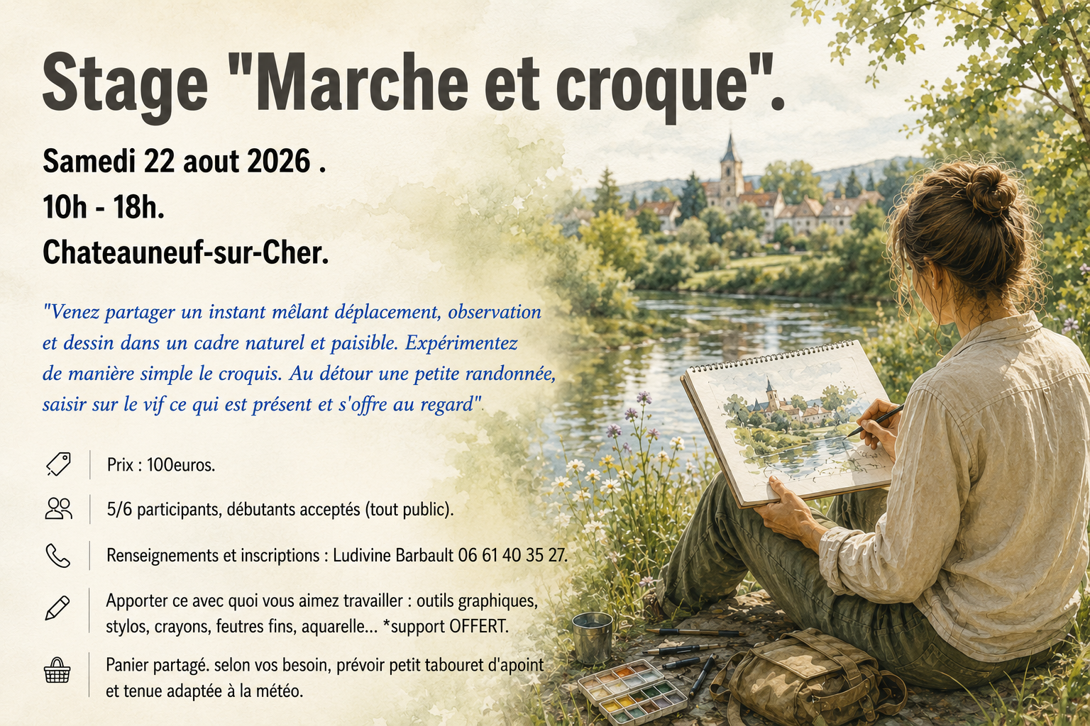 Stage Marche et croque Châteauneuf-sur-Cher Place de la Mairie Châteauneuf-sur-Cher 2026-08-22