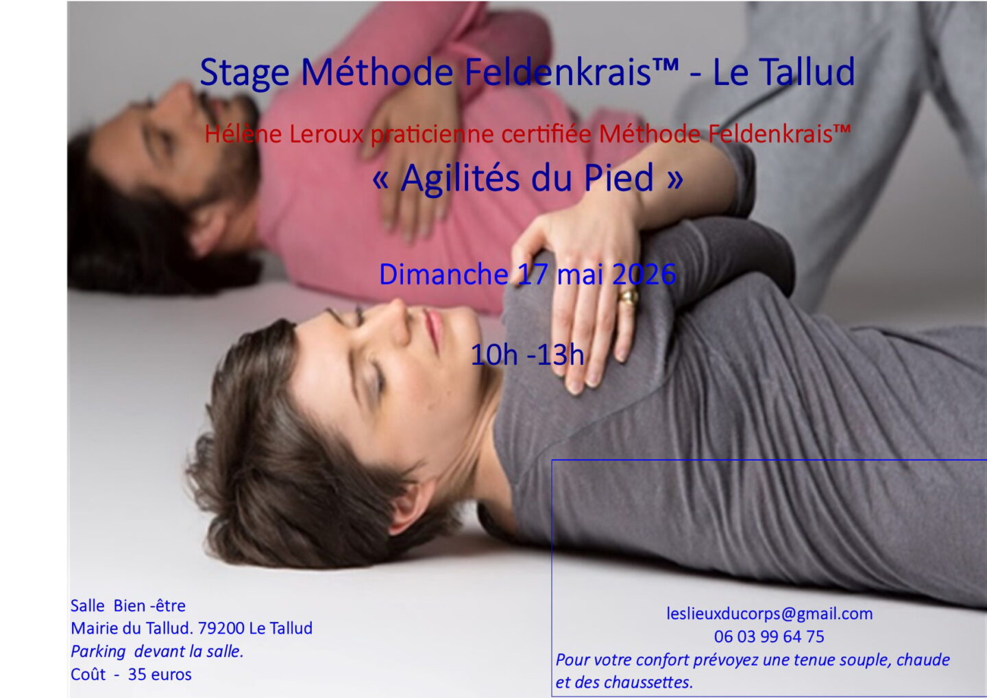 Stage méthode Feldenkrais au Tallud Salle bien-être Le Tallud Le Tallud
