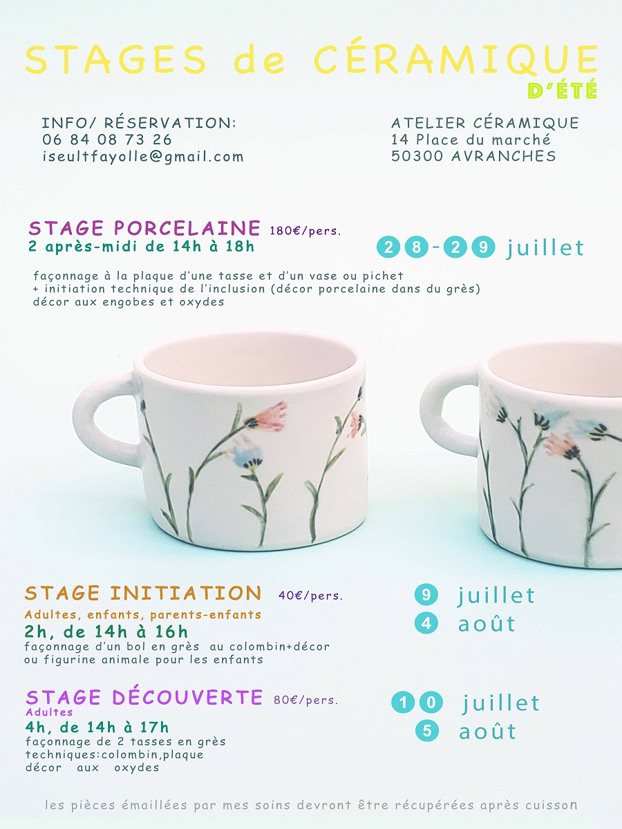 Stage porcelaine Atelier céramique Avranches