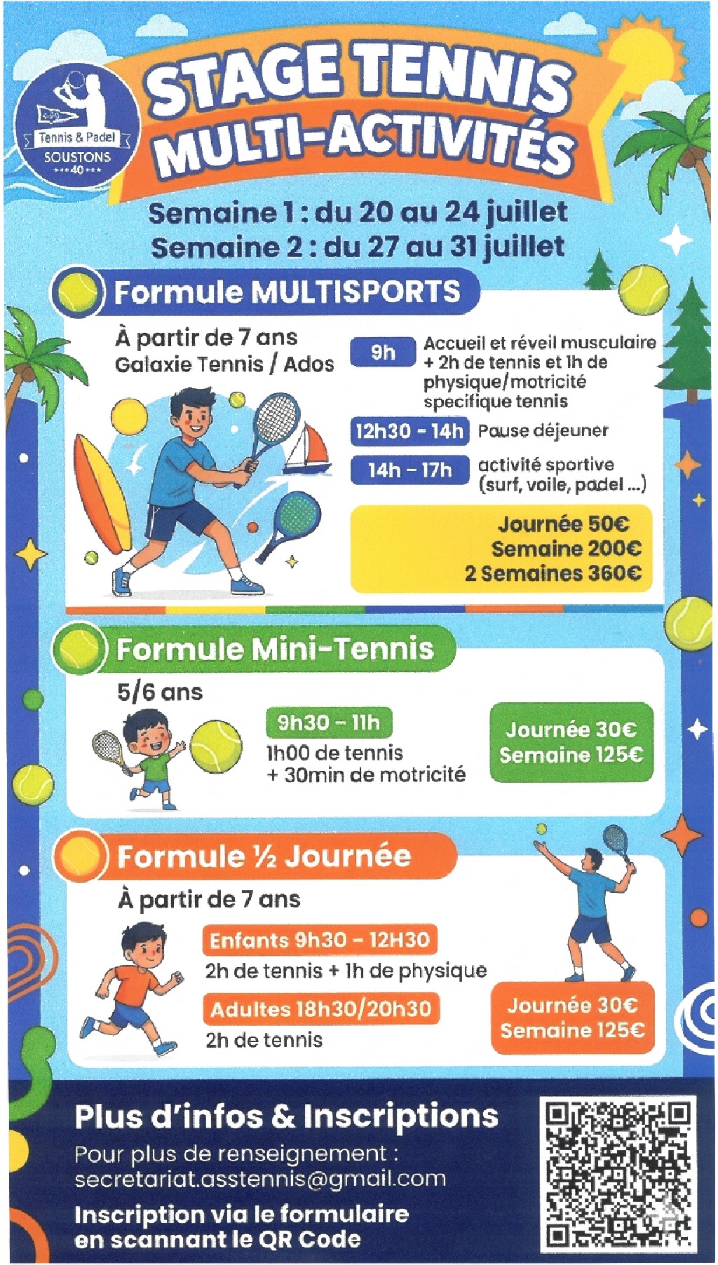 Stage tennis et multi-activités  Soustons