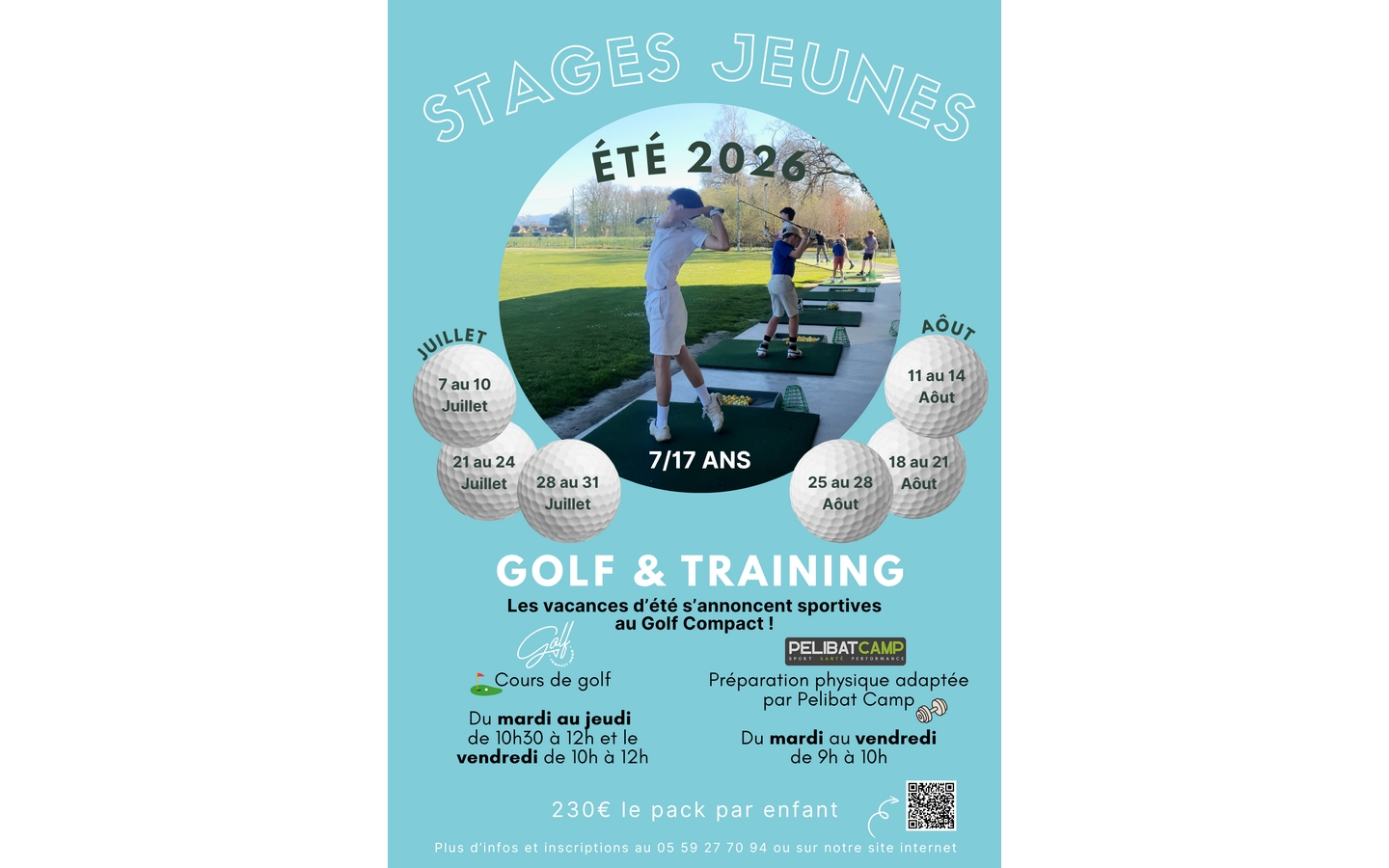 Stages jeunes golf et training 1A rue du parc Idron 2026-08-11