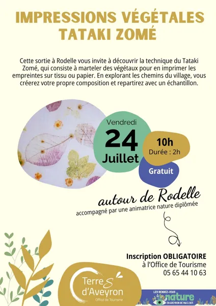 Tataki Zomé, impressions végétales ENS Rodelle  Rodelle
