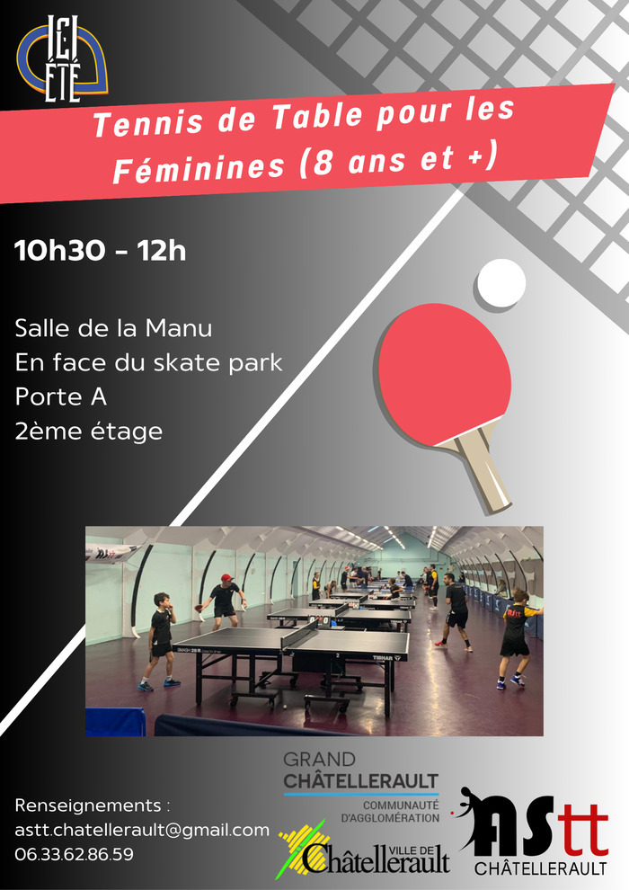 Tennis de Table pour les Féminines (8 ans et +) Skatepark La Manu Châtellerault