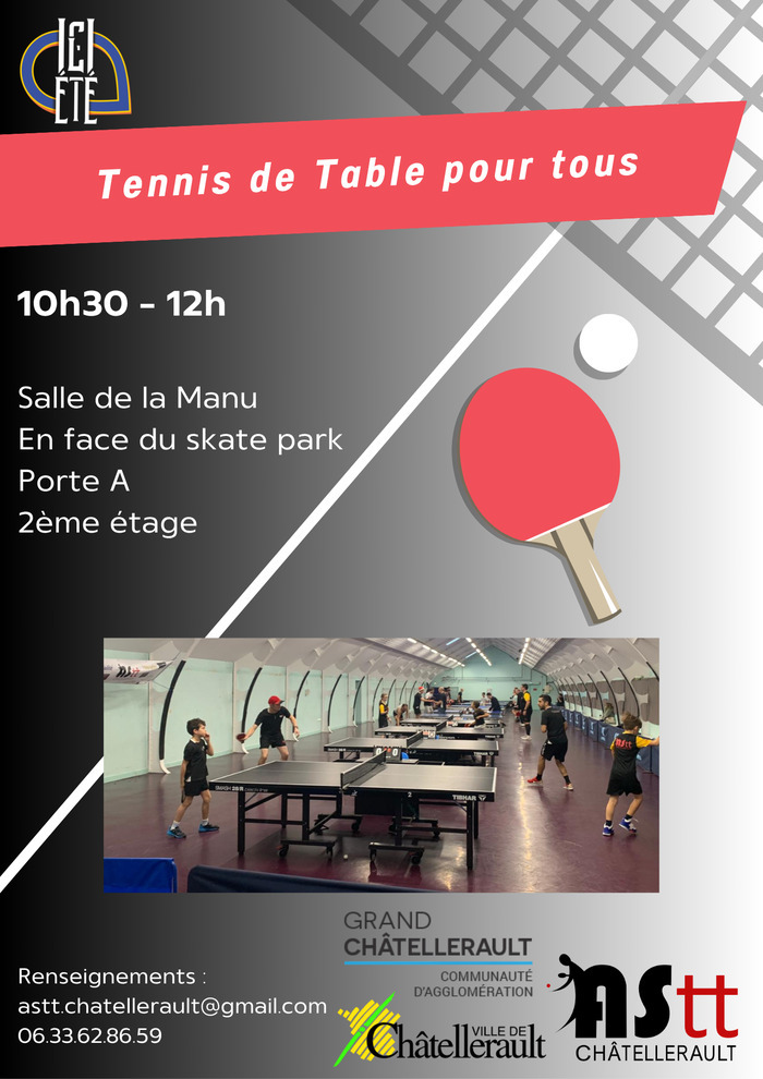 Tennis de Table pour tous (8 ans et +) Skatepark La Manu Châtellerault