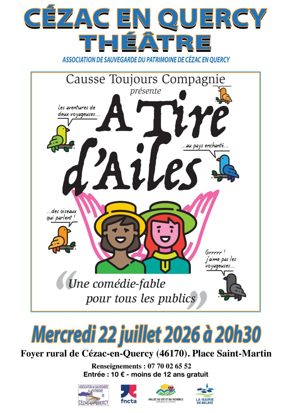 Théâtre À tire d'ailes par la compagnie Causse Toujours  Cézac 2026-07-22