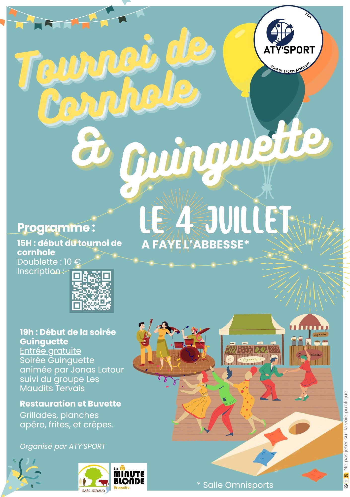 Tournoi de cornhole et guinguette Salle Trinchot Faye-l'Abbesse 2026-07-04