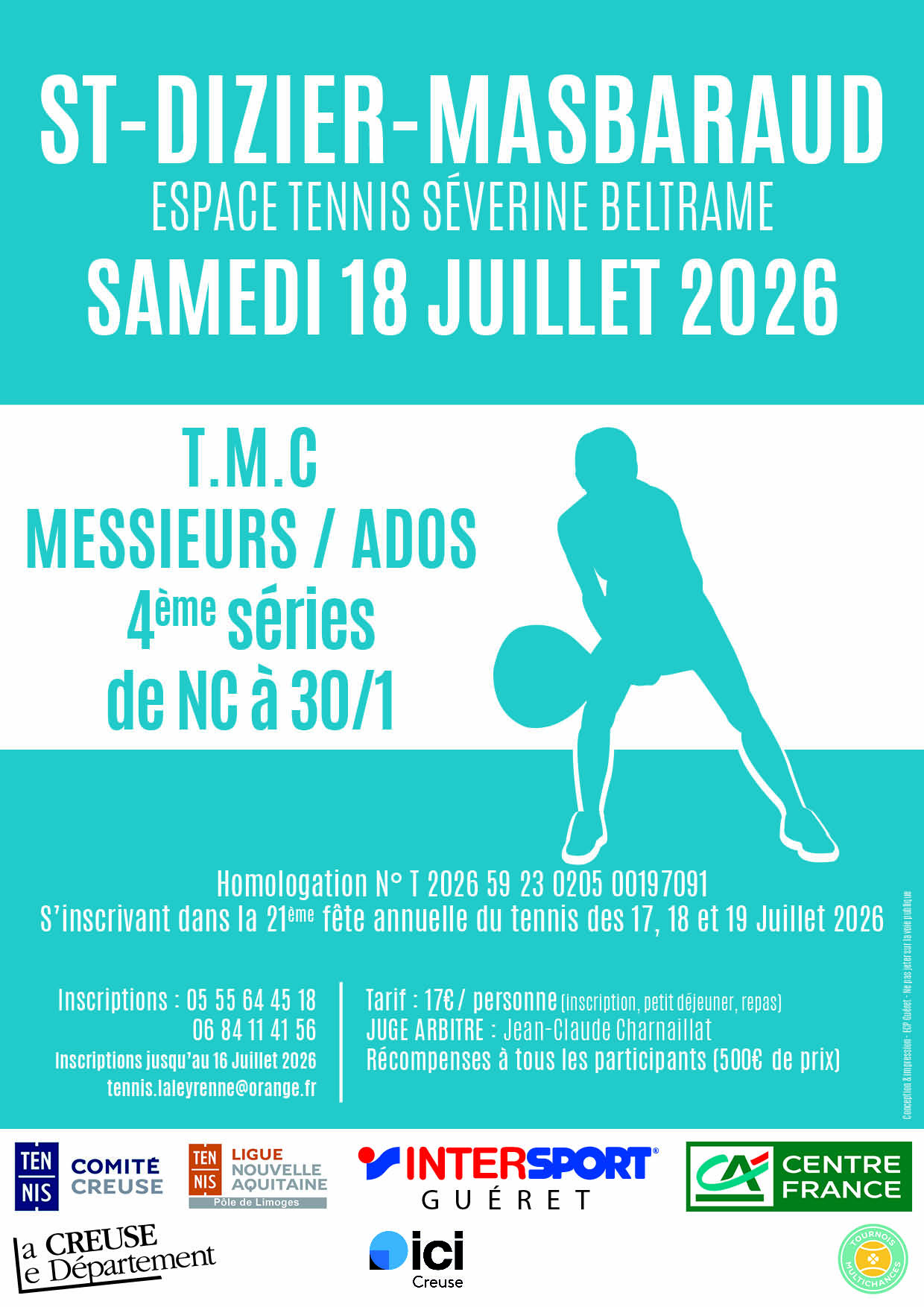 Tournoi de tennis messieurs/ados 4ème série Saint-Dizier-Masbaraud