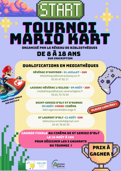 Tournoi Mario Kart au cinéma de St Geniez d'Olt Jardin du Centre Social Saint Geniez d'Olt et d'Aubrac 2026-08-04
