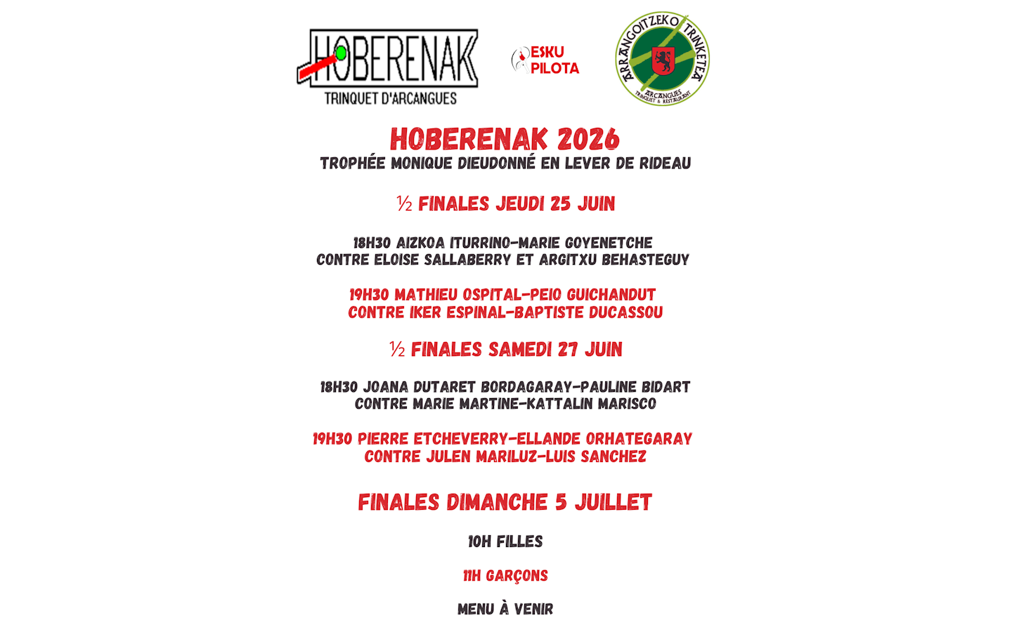 Trophée Monique Dieudonné et Hoberenak Arcangues
