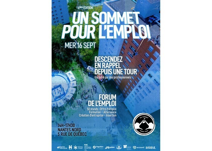 Un sommet pour l’emploi : Descente en rappel d’une Tour + Forum emploi 5 rue de Québec Nantes
