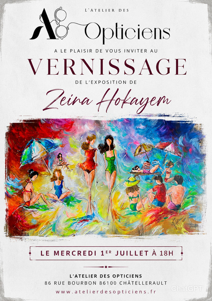 VERNISSAGE DE L&rsquo;EXPOSITION DE ZEINA HOKAYEM L&rsquo;ATELIER DES OPTICIENS Châtellerault