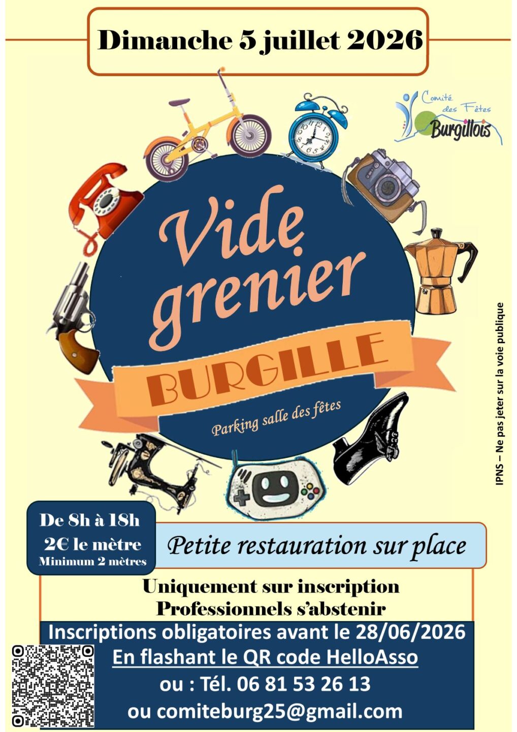 Vide grenier Salle des fêtes La Bénévole Burgille