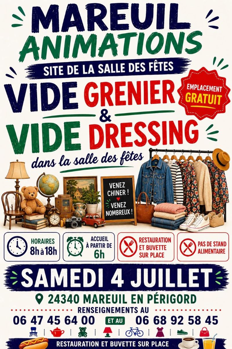 Vide grenier et vide dressing  Mareuil en Périgord