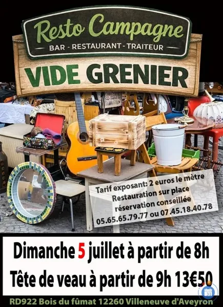 Vide-greniers au Resto Campagne RD 922 Bois du Fûmat Villeneuve 2026-07-05