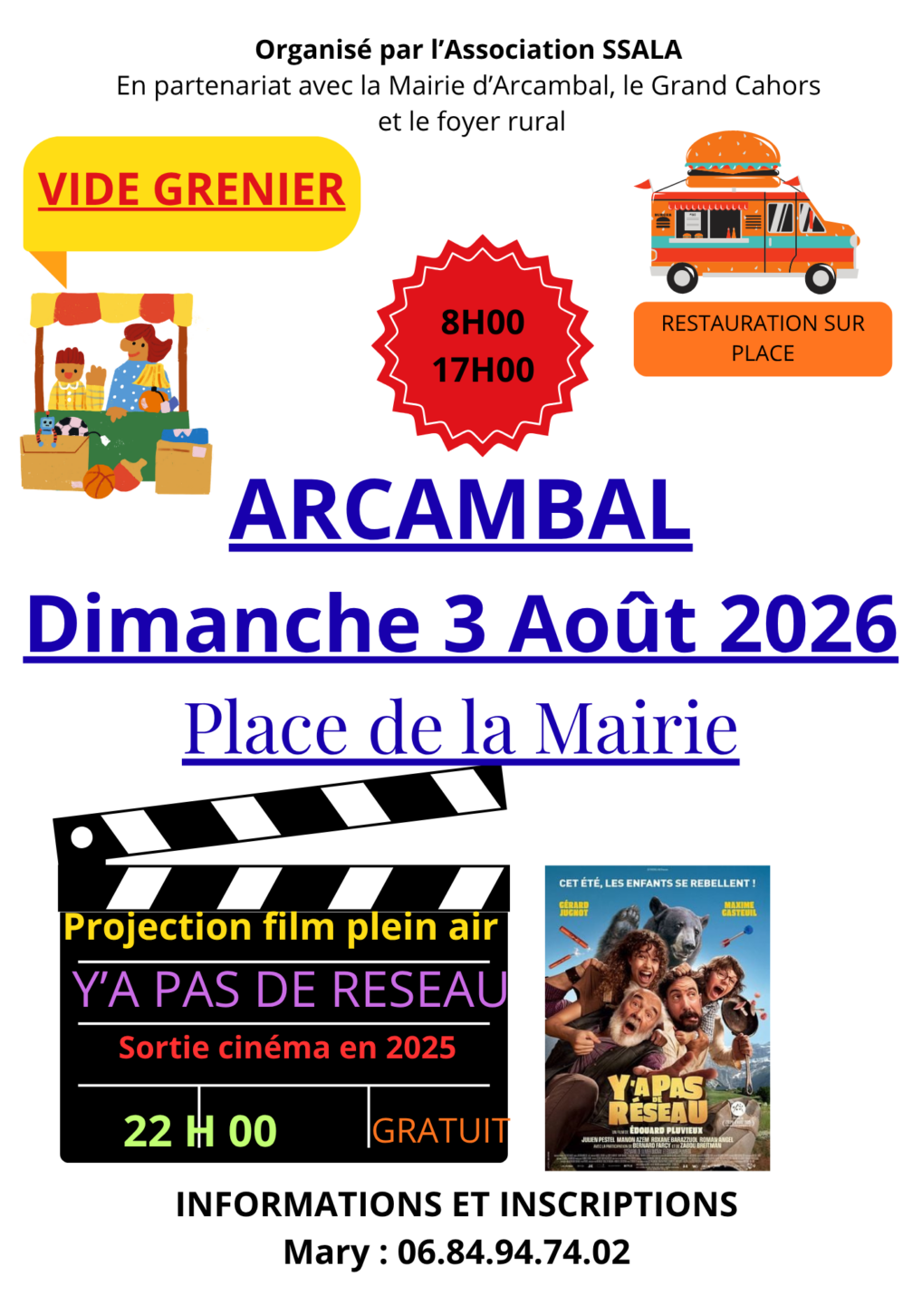 Vide-greniers et cinéma en plein air  Arcambal