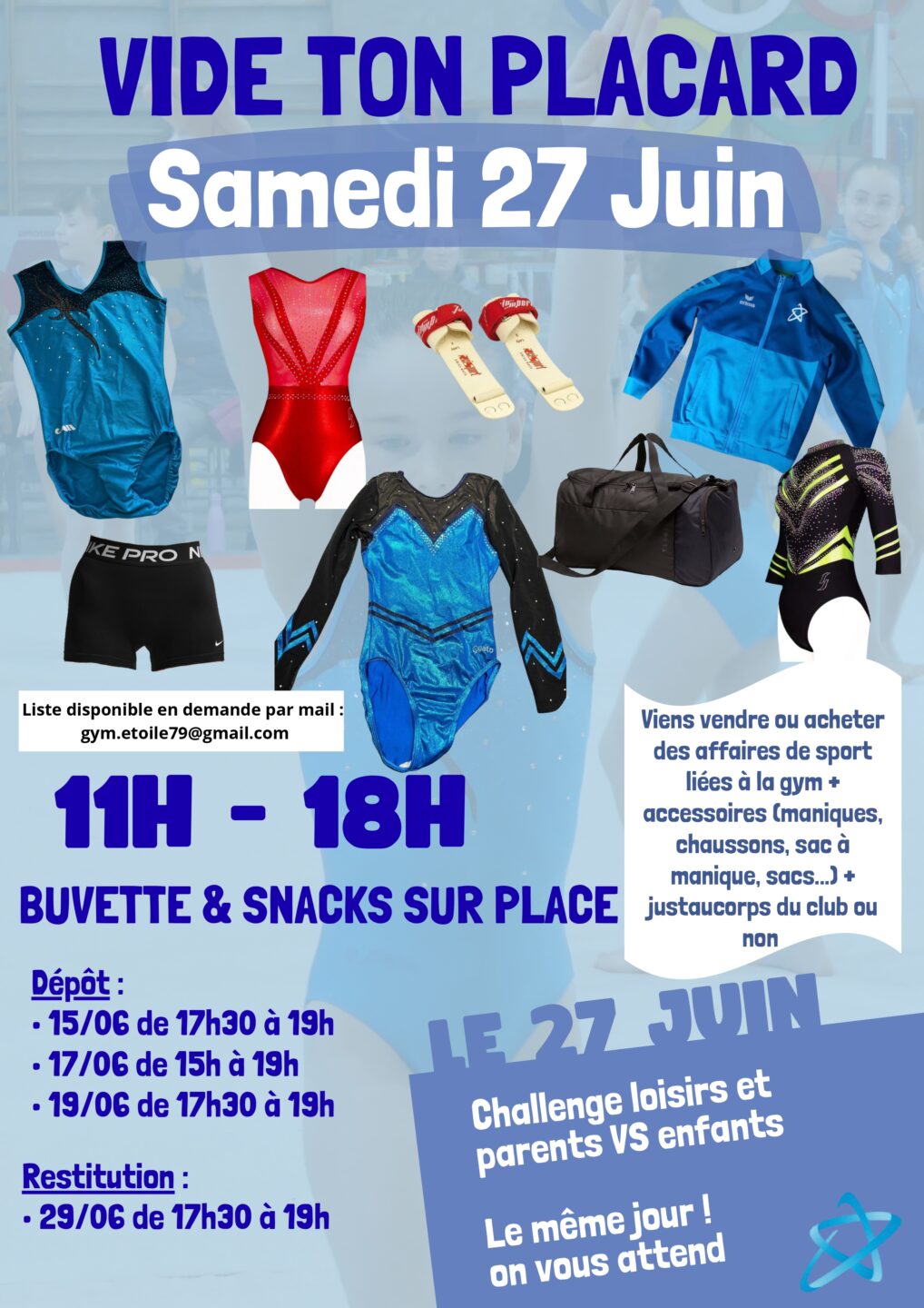 Vide placard spécial gym ! Salle de gymnastique l’Ecole Normale Parthenay