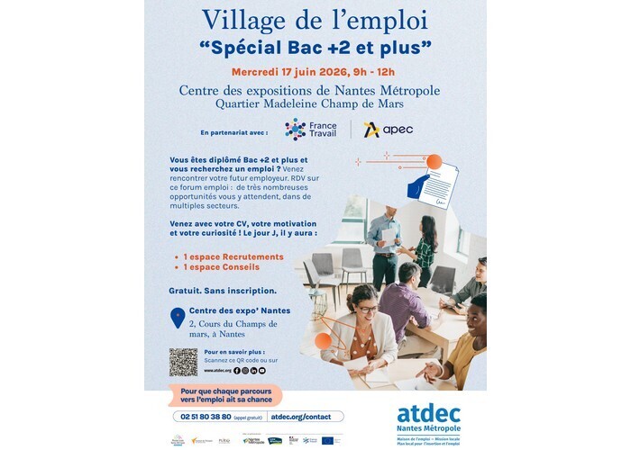 Village de l’emploi – spécial Bac+2 et plus Centre Expo de Nantes Métropole Nantes
