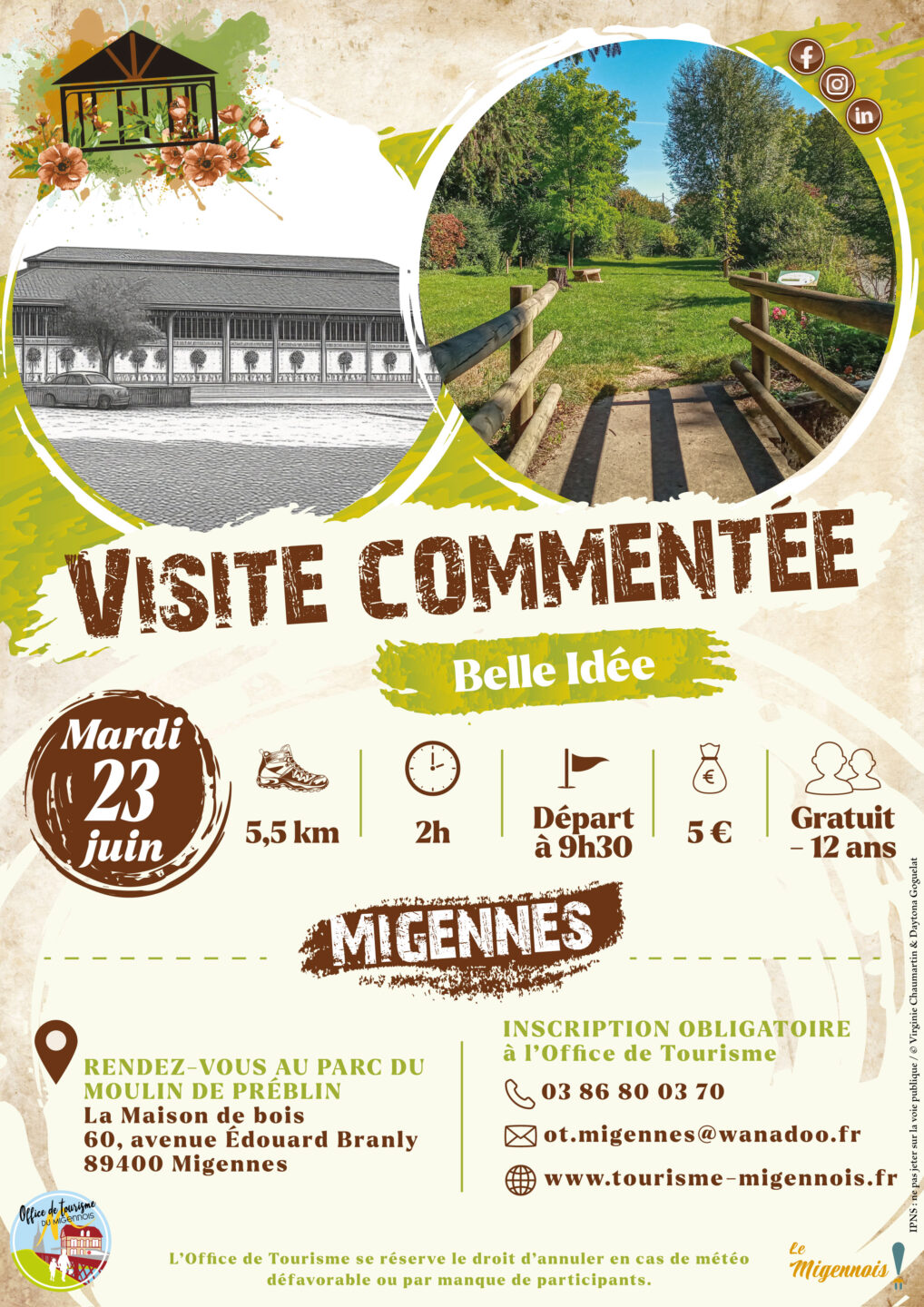 Visite commentée Belle Idée Parc du Moulin Préblin Charmoy