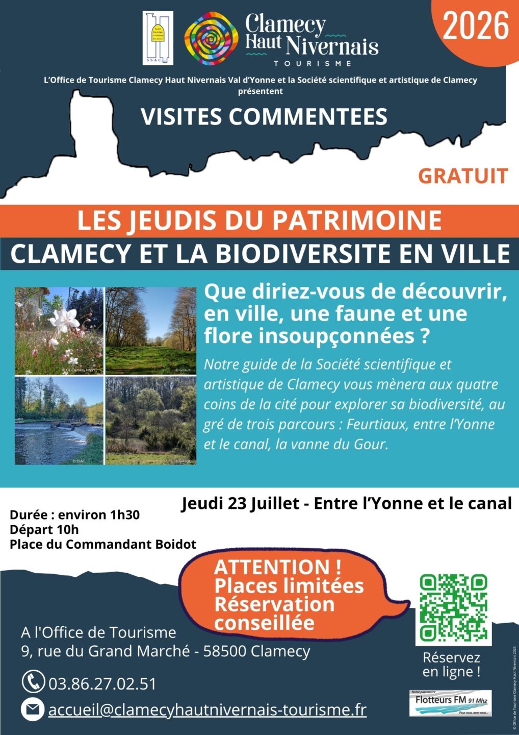 Visite commentée Clamecy et la biodiversité en ville Entre l&rsquo;Yonne et le canal Place du Commandant Boidot Clamecy