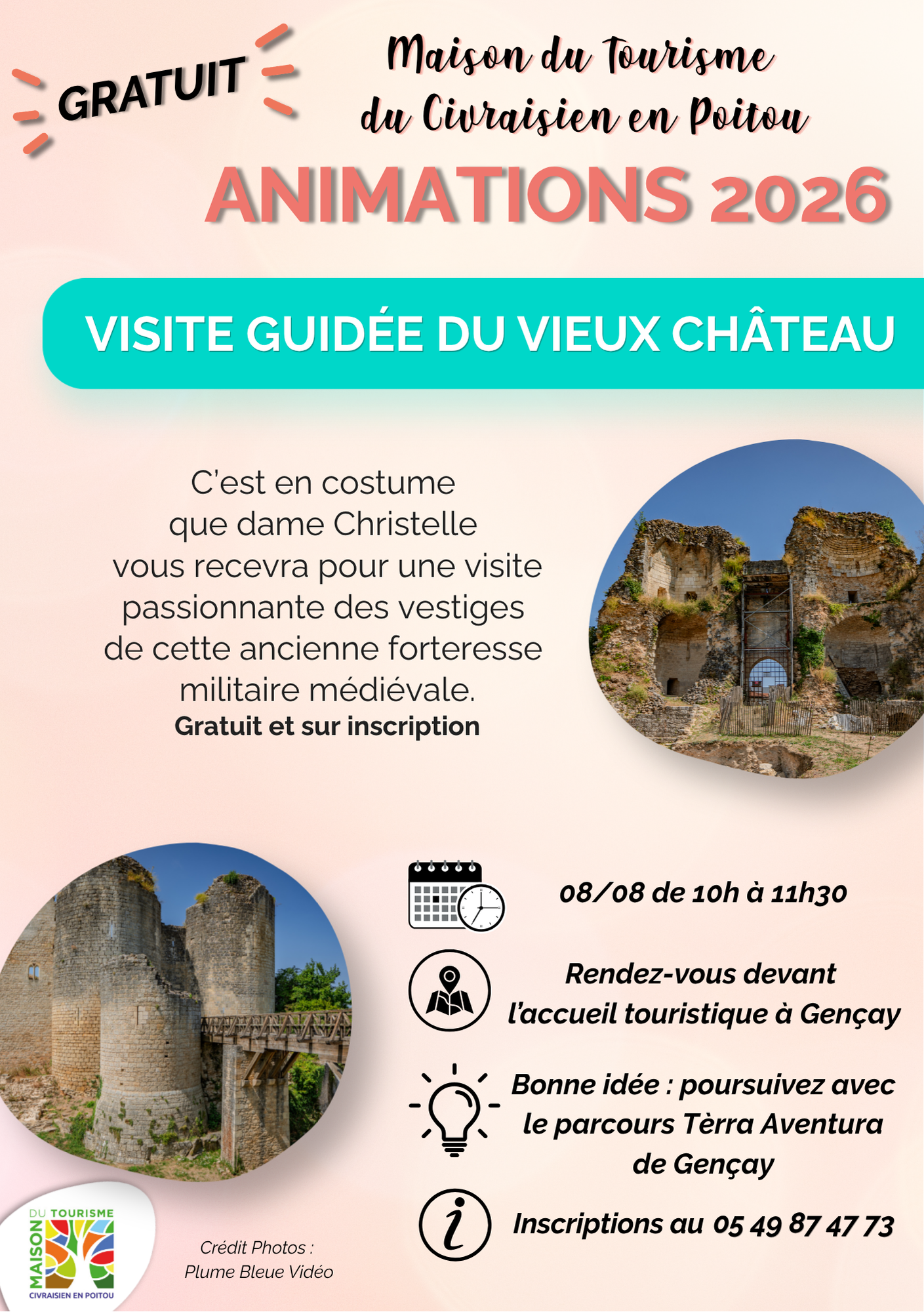 Visite guidée du Vieux Château Vieux Château Gençay 2026-08-08