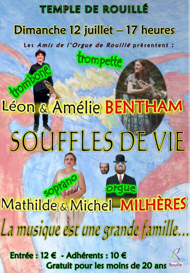 Trompette, trombone, voix et orgue : souffles de vie Temple Rouillé