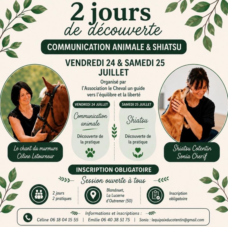 2 jours de découverte communication animale & Shiatsu La Lucerne-d’Outremer