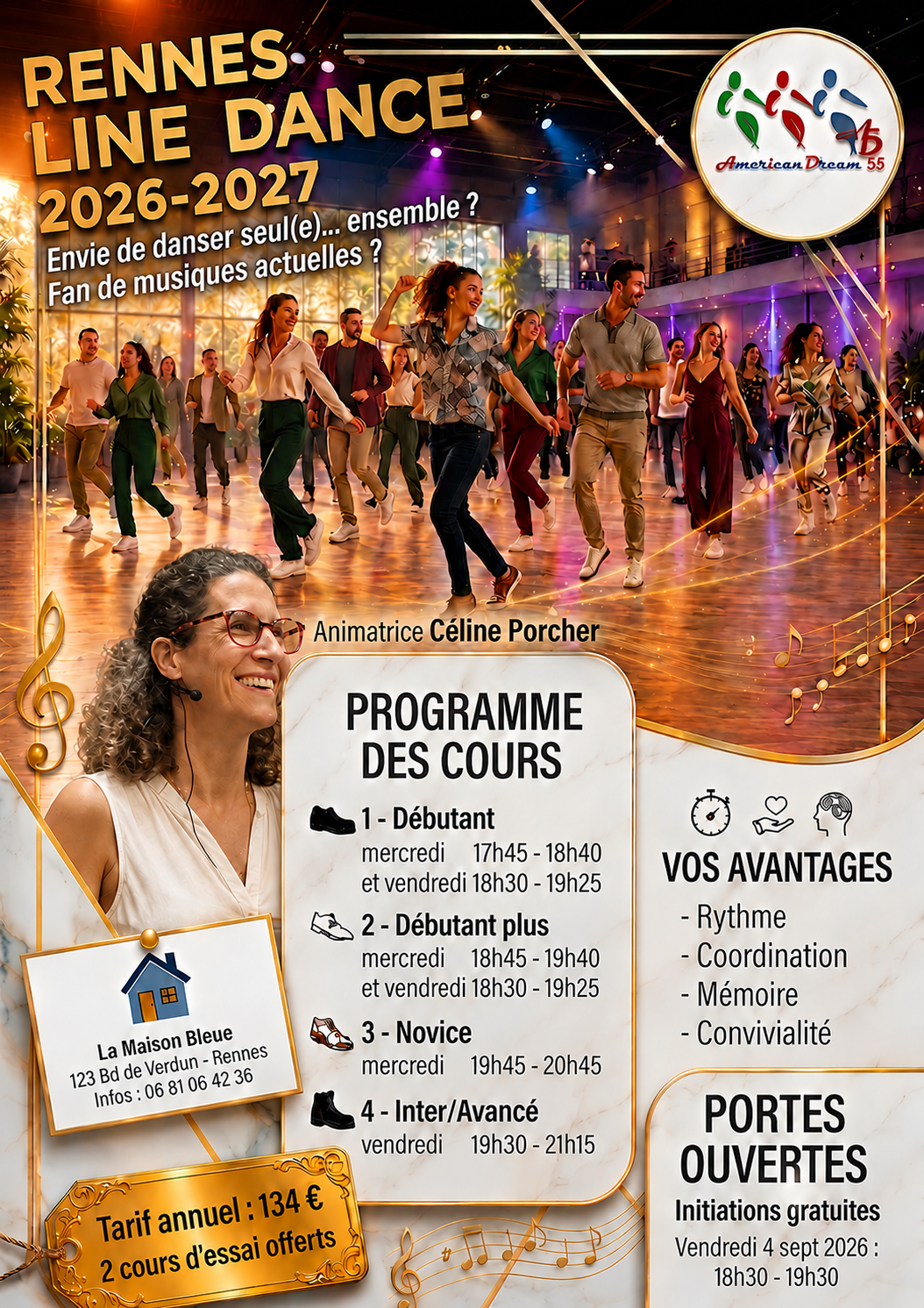 Portes ouvertes : séance d’initiation gratuite à la « Line Dance » La Maison Bleue : maison de quartier Rennes (35000)