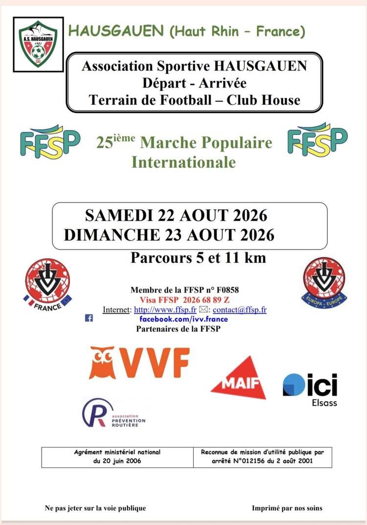 25ème marche populaire à Hausgauen rue du Vignoble Hausgauen 2026-08-22