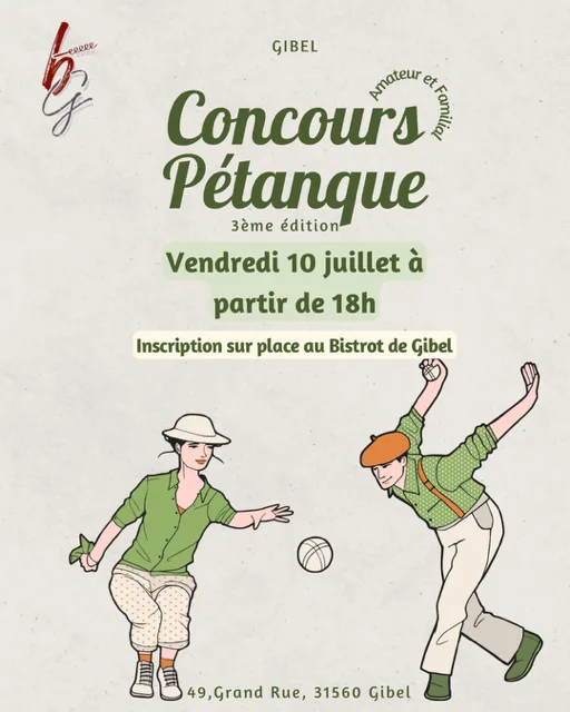3ÈME TOURNOI DE PÉTANQUE DU BISTROT DE GIBEL BISTROT DE GIBEL Gibel
