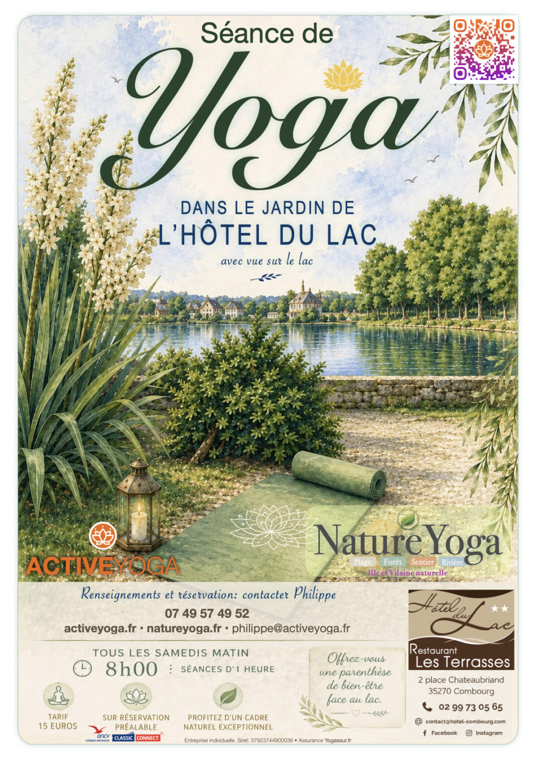 Pratiquez le yoga face au lac Tranquille Hôtel restaurant du Lac combourg