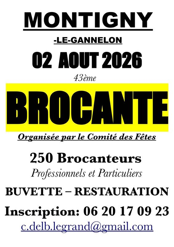 43ème Brocante de Montigny-le-Gannelon Plan d'eau les ballastières Cloyes-les-Trois-Rivières 2026-08-02