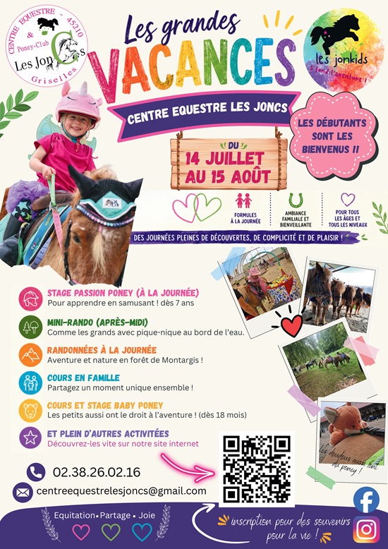 Activités d’été Centre équestre Les Joncs Griselles