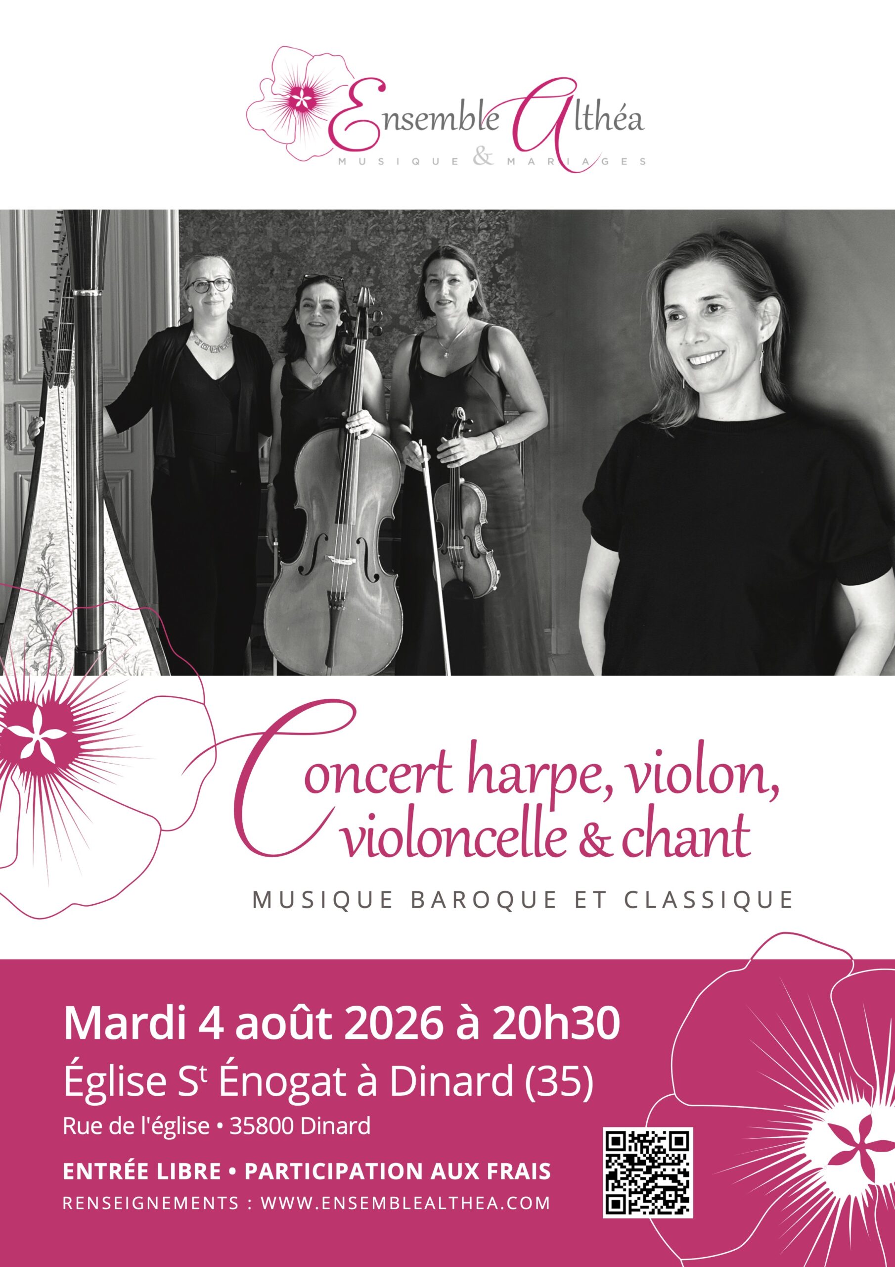 Concert harpe violon violoncelle et chant – musique classique Eglise Saint Enogat Dinard — Eglise Saint Enogat — Dinard — 4 août 2026