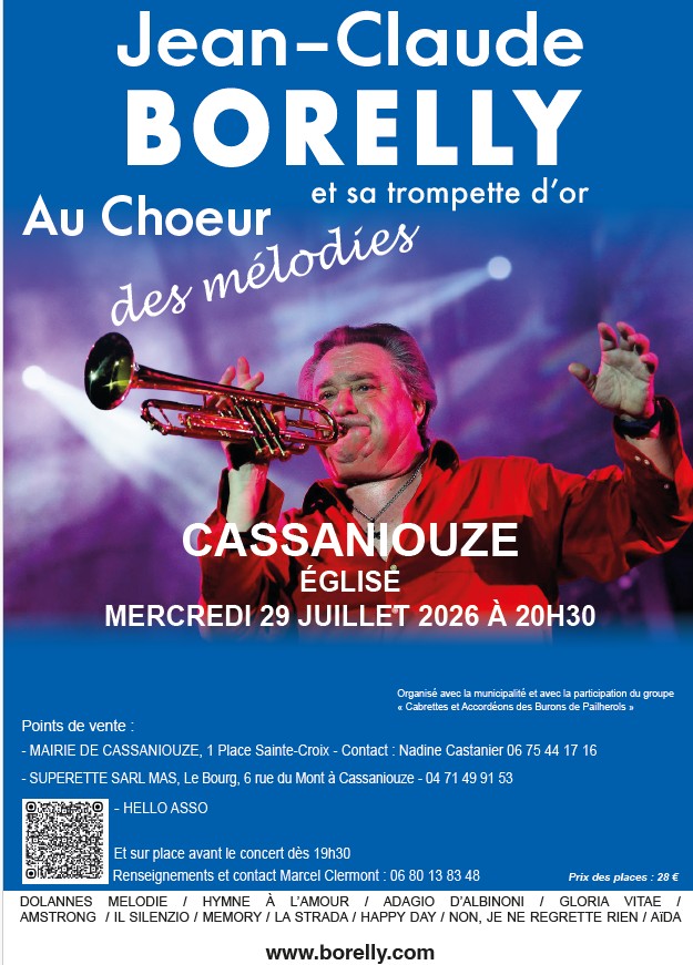 Jean-Claude Borelly et sa Trompette d’Or à Cassaniouze Eglise