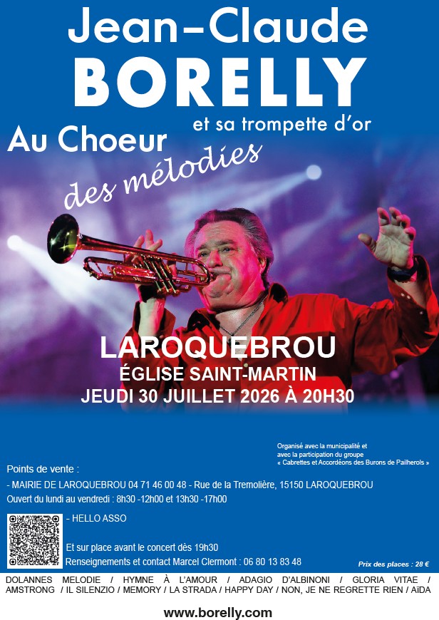 Jean-Claude Borelly et sa Trompette d’Or à Laroquebrou Eglise