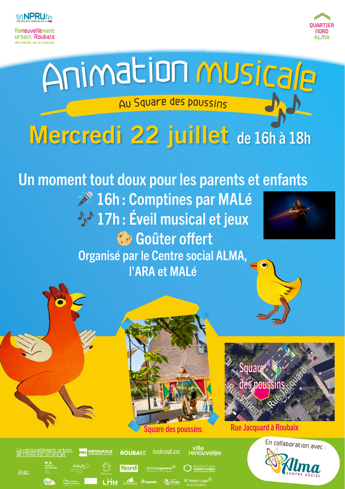 Animation musicale au square des poussins, Square des poussins, Roubaix