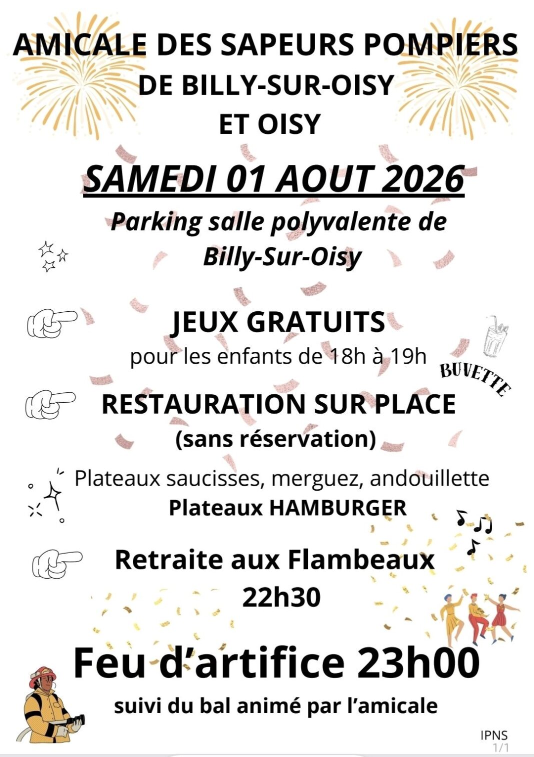 Animation par l&rsquo;amicale des sapeurs pompiers Parking de la salle polyvalente Billy-sur-Oisy