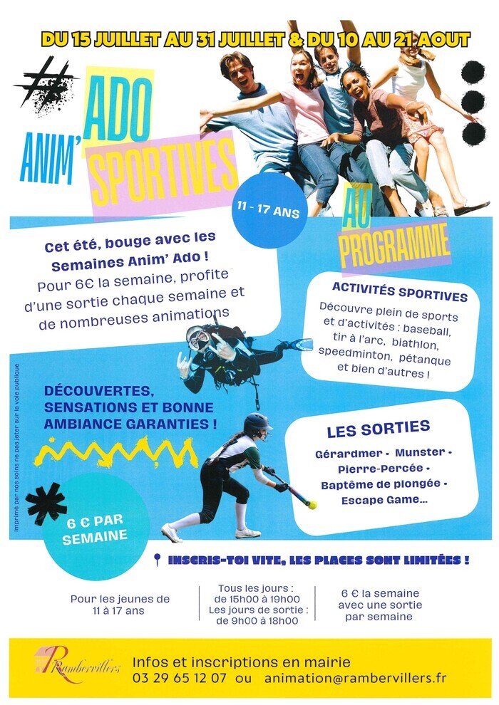 Animations&rsquo; Ado Sportives, Mairie de Rambervillers, Rambervillers