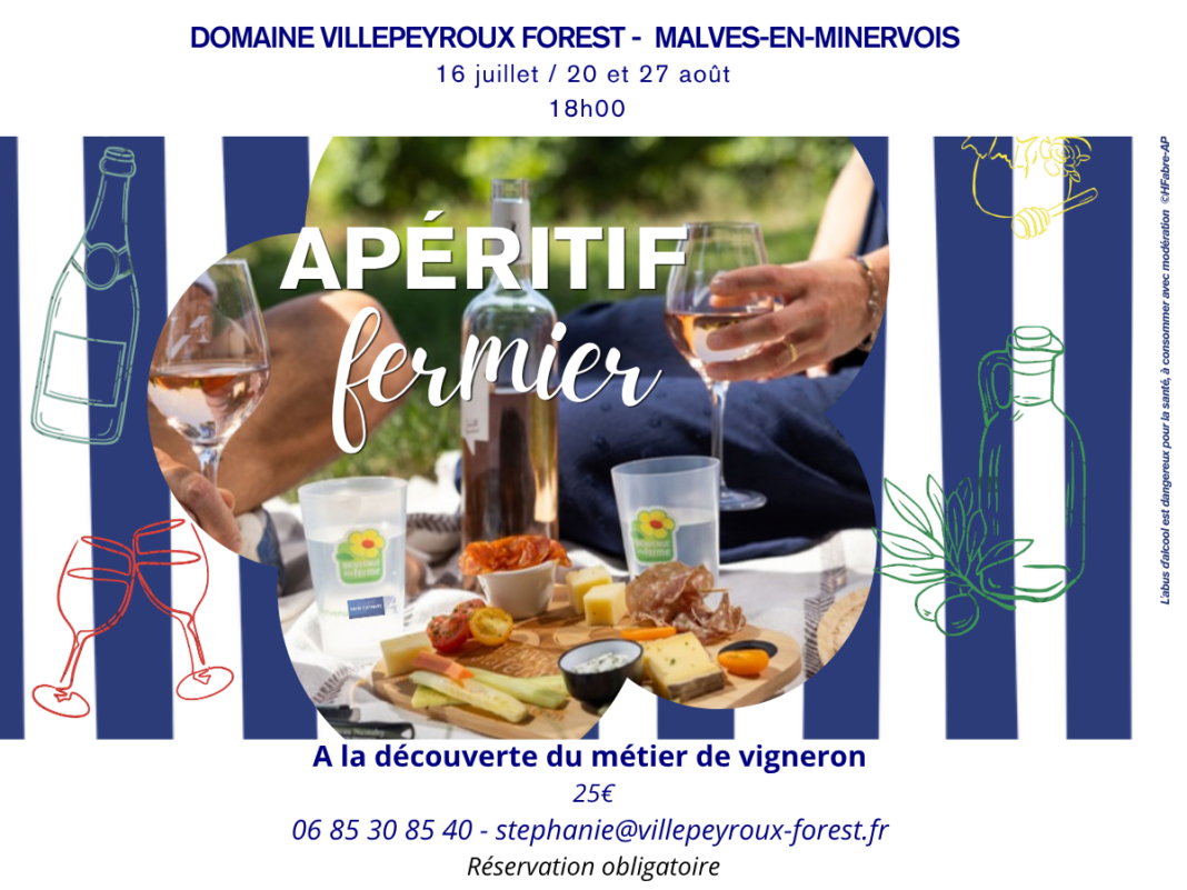 APÉRITIF FERMIER A LA DÉCOUVERTE DU MÉTIER DE VIGNERON Malves-en-Minervois