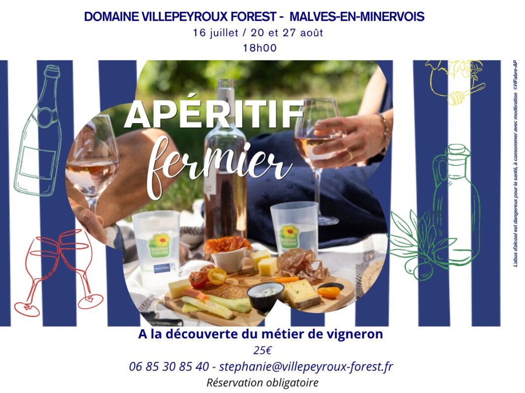 APÉRITIF FERMIER A LA DÉCOUVERTE DU MÉTIER DE VIGNERON Malves-en-Minervois