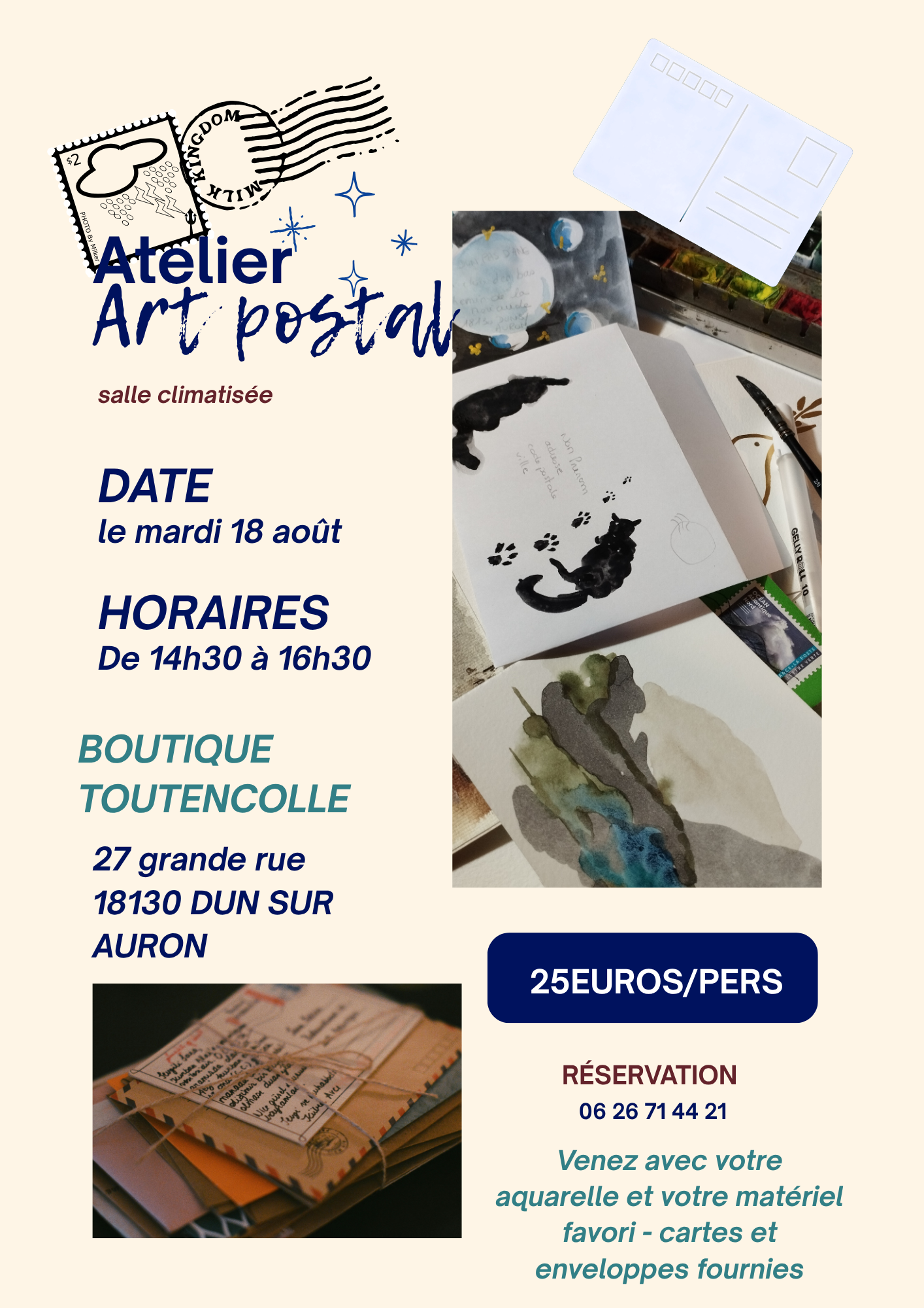 Atelier Art Postal chez Toutencolle Dun-sur-Auron