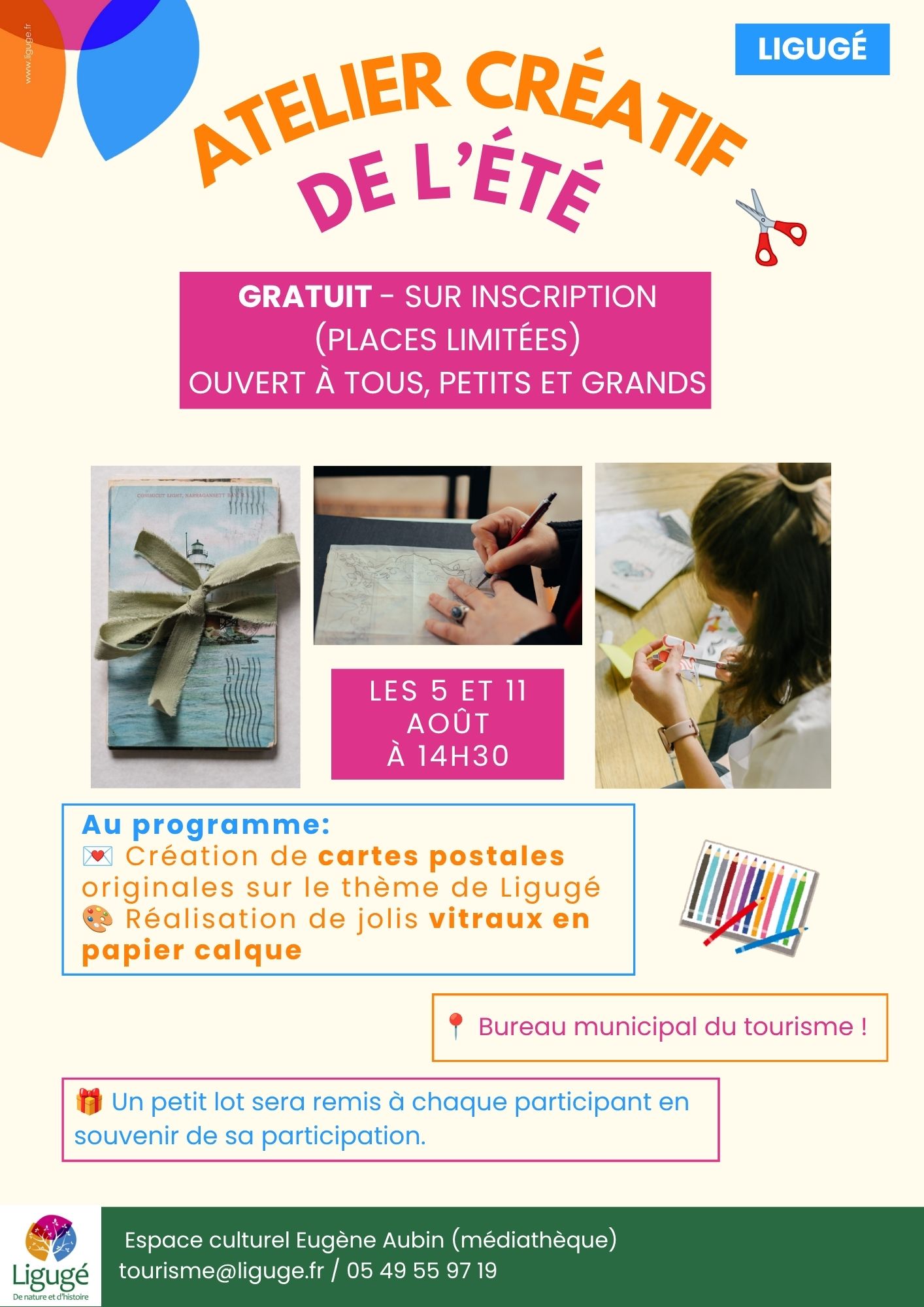Atelier créatif Ligugé Bureau municipal du tourisme Ligugé 2026-08-05