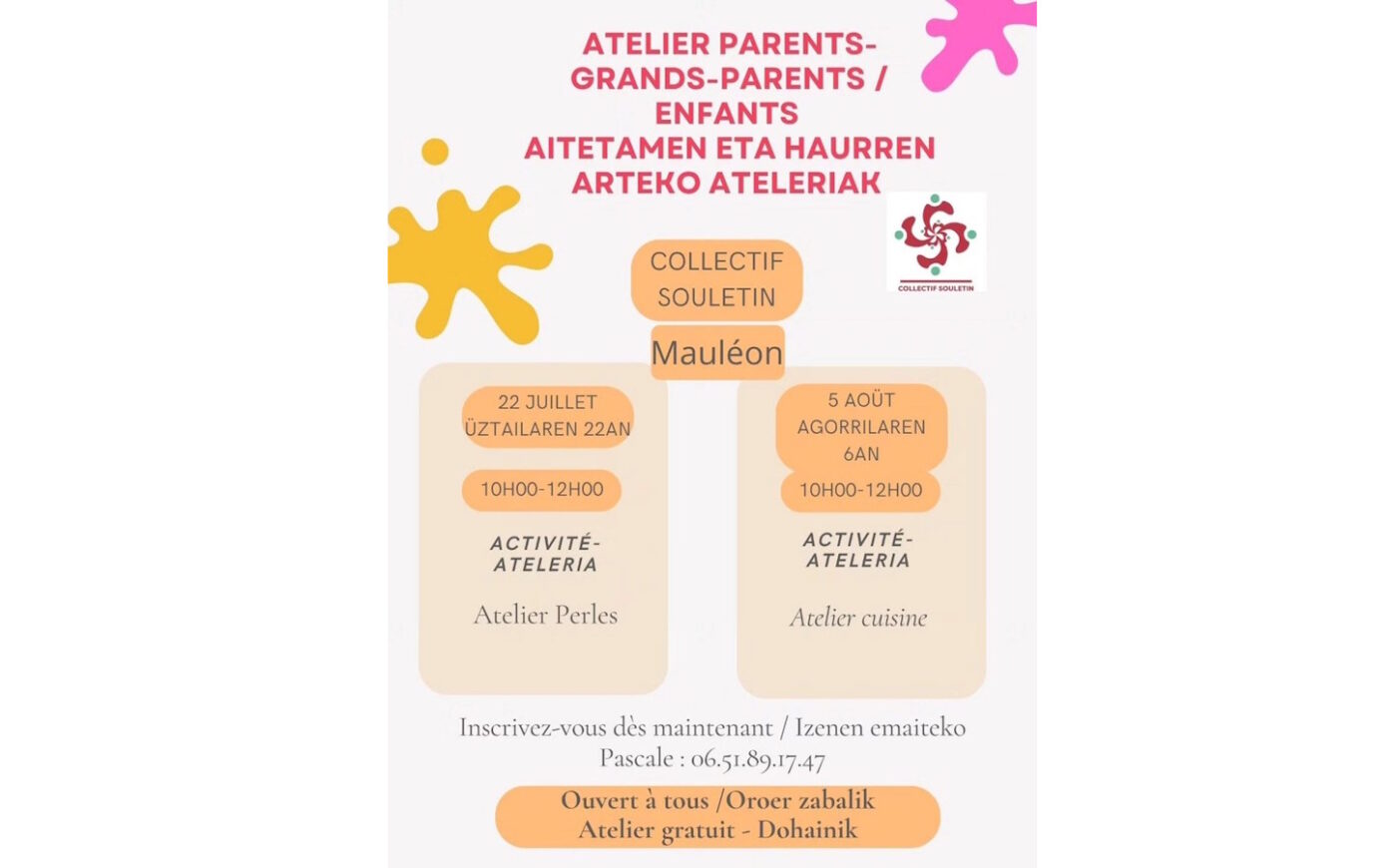 Atelier cuisine Collectif souletin Mauléon-Licharre
