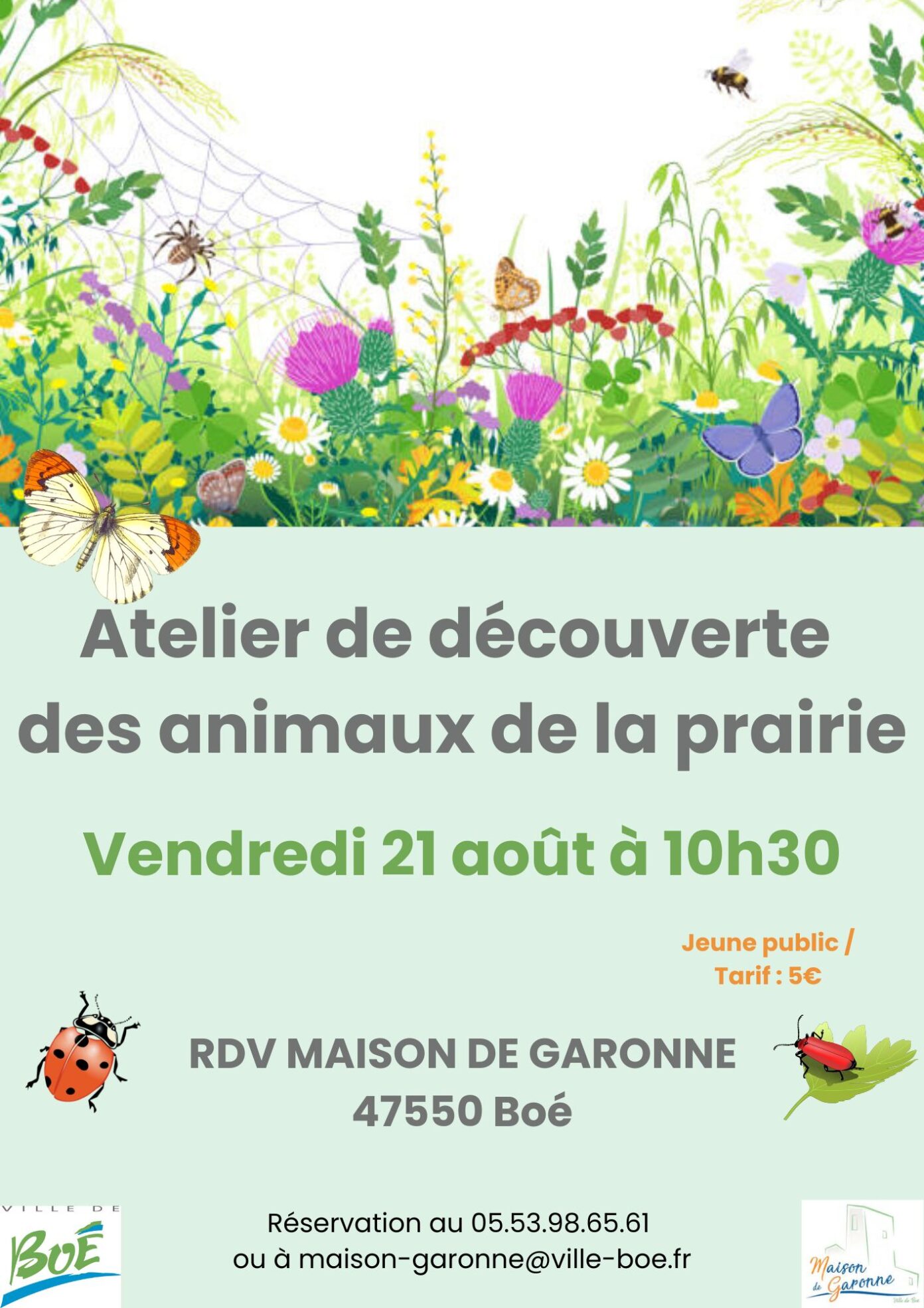 Atelier découverte de la microfaune de la prairie Maison de Garonne Boé