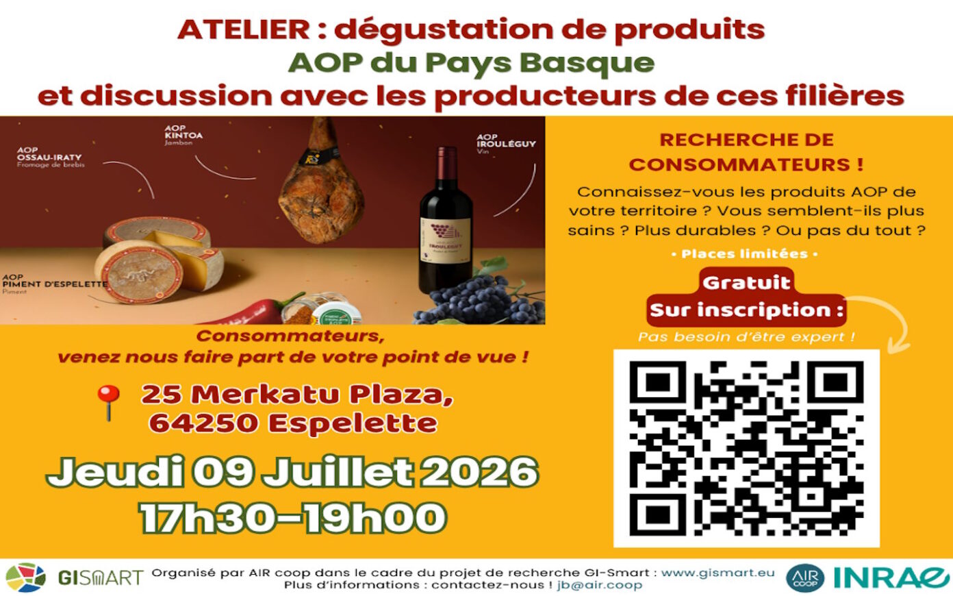 Atelier dégustation de produits AOP du Pays basque Marché couvert Espelette