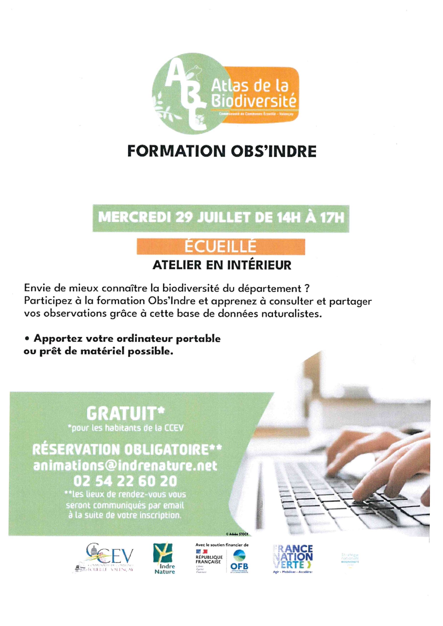 Atelier en intérieur Formation OBS'INDRE Écueillé 2026-07-29